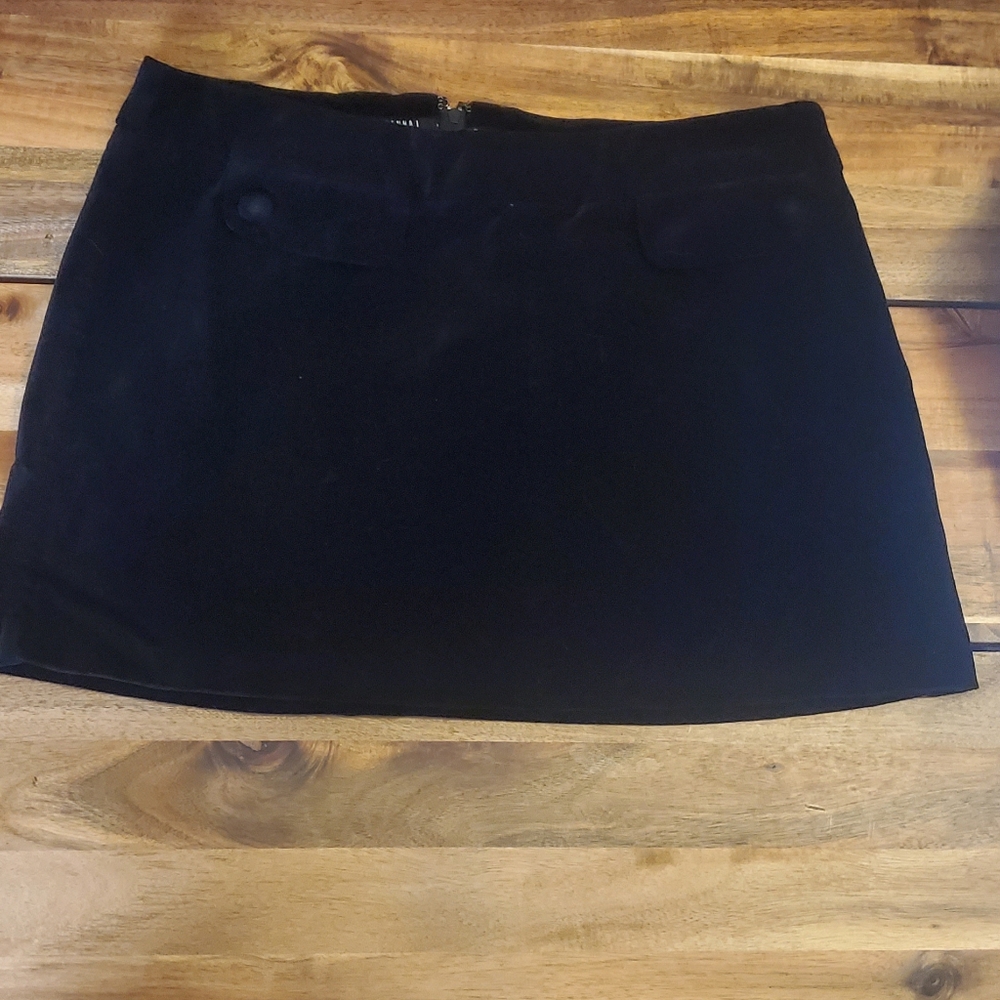 Black velvet mini skirt